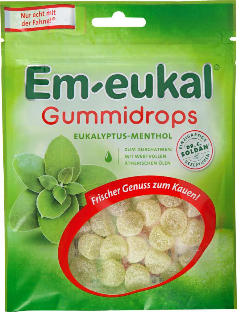 Abbildung des Sortimentsartikels Em-eukal Gummidrops Eukalyptus-Menthol 90g