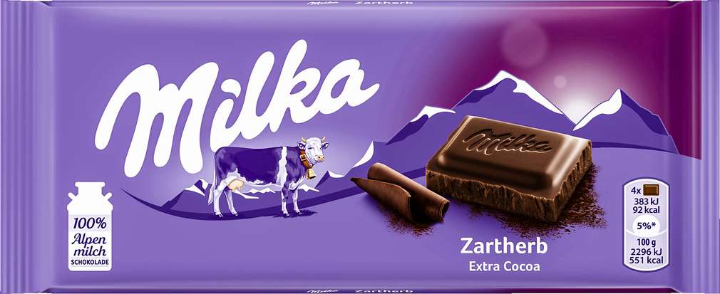 Abbildung des Sortimentsartikels Milka Schokolade Zartherb 100g