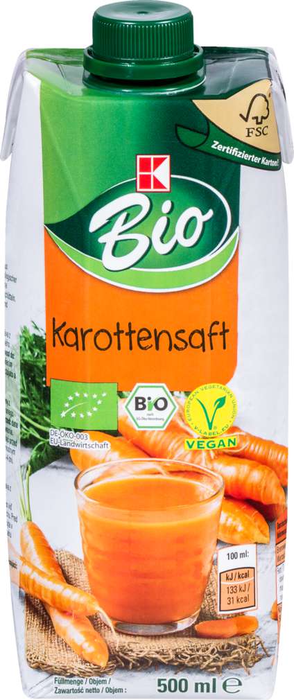 Abbildung des Sortimentsartikels K-Bio Karottensaft 0,5l