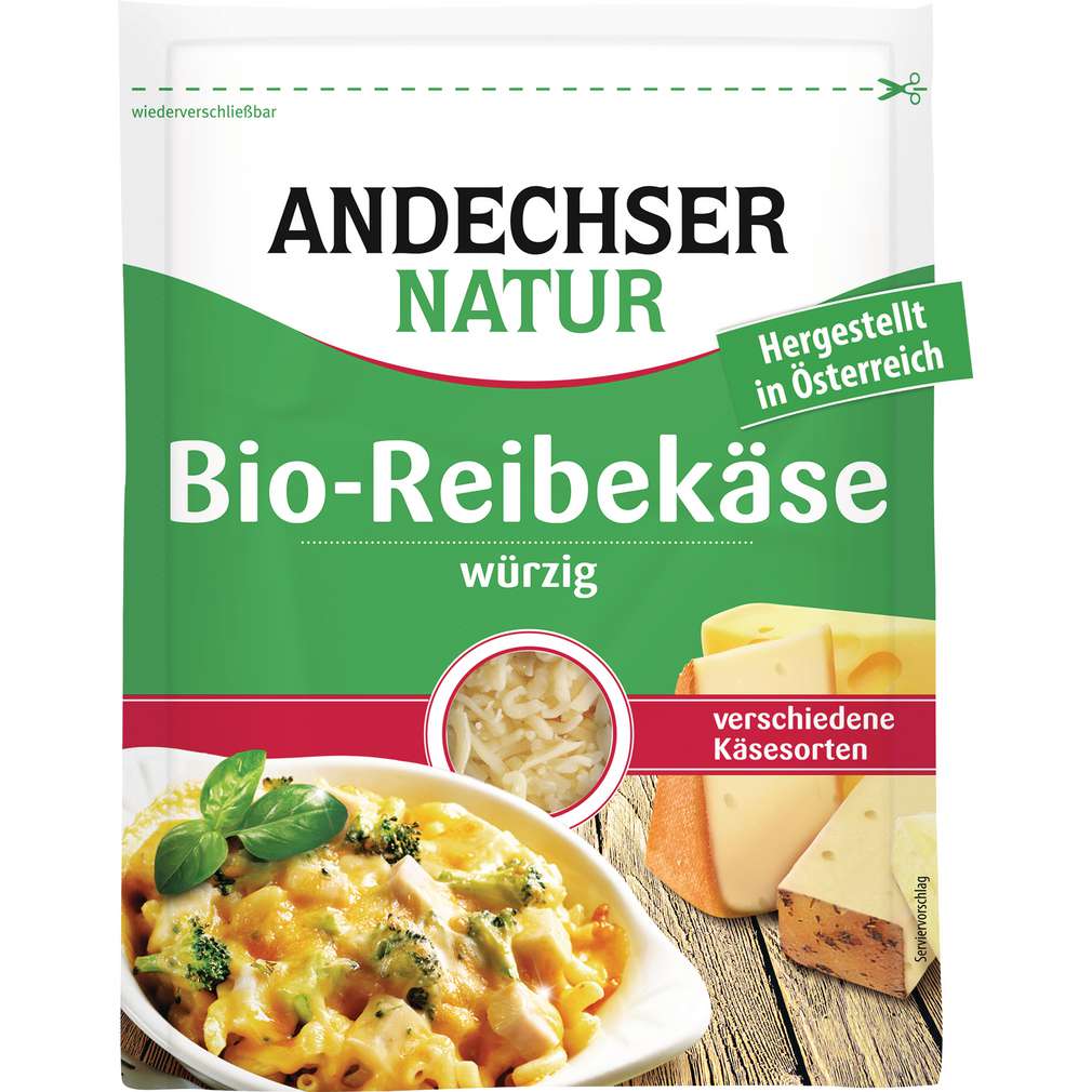 Abbildung des Sortimentsartikels Andechser Natur Bio-Reibekäse 150g