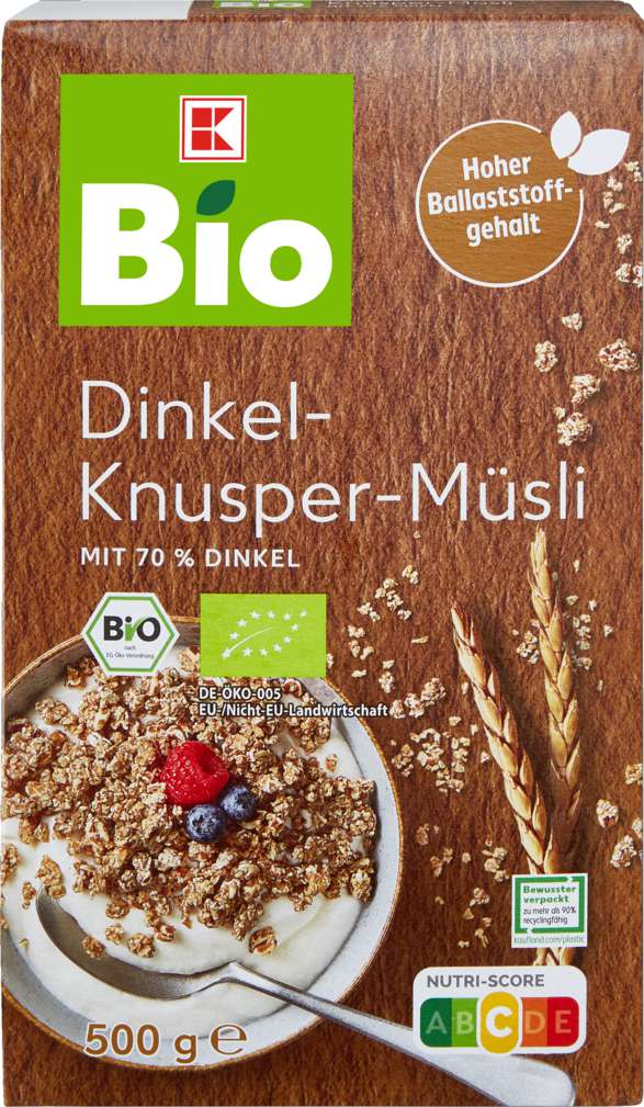 Abbildung des Sortimentsartikels K-Bio K-Bio Knusper Müsli Dinkel 500g