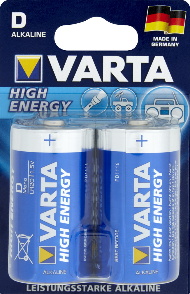 Abbildung des Sortimentsartikels Varta High Energy D Alkaline Batterien