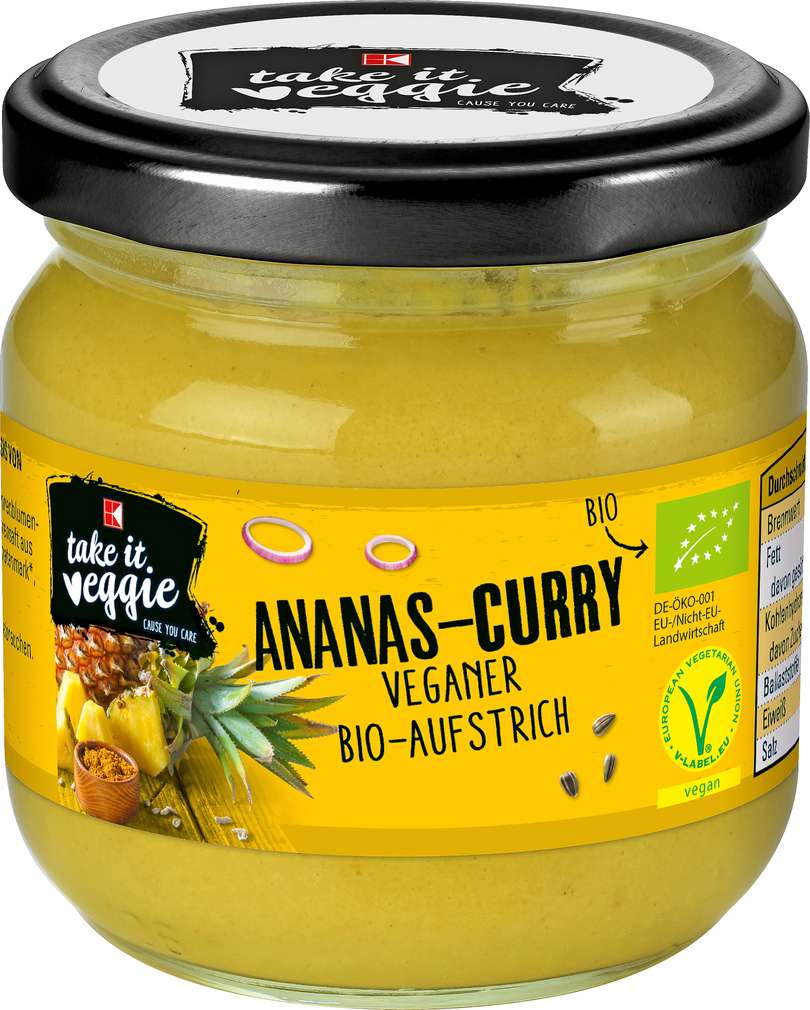 Abbildung des Sortimentsartikels K-Take it Veggie Bio Aufstrich Ananas-Curry 180g