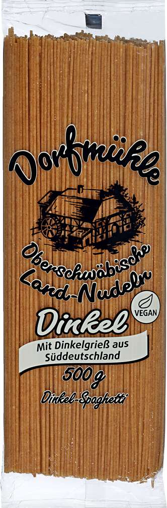 Abbildung des Sortimentsartikels Dorfmühle Dinkel-Spaghetti Nudeln ohne Ei 500g