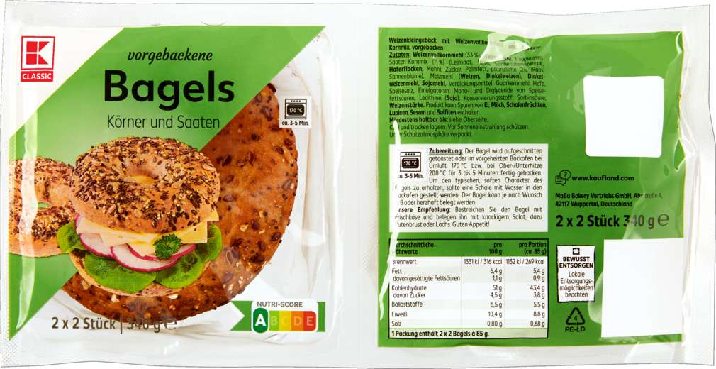 Bagels Weizenvollkornmehl 340g