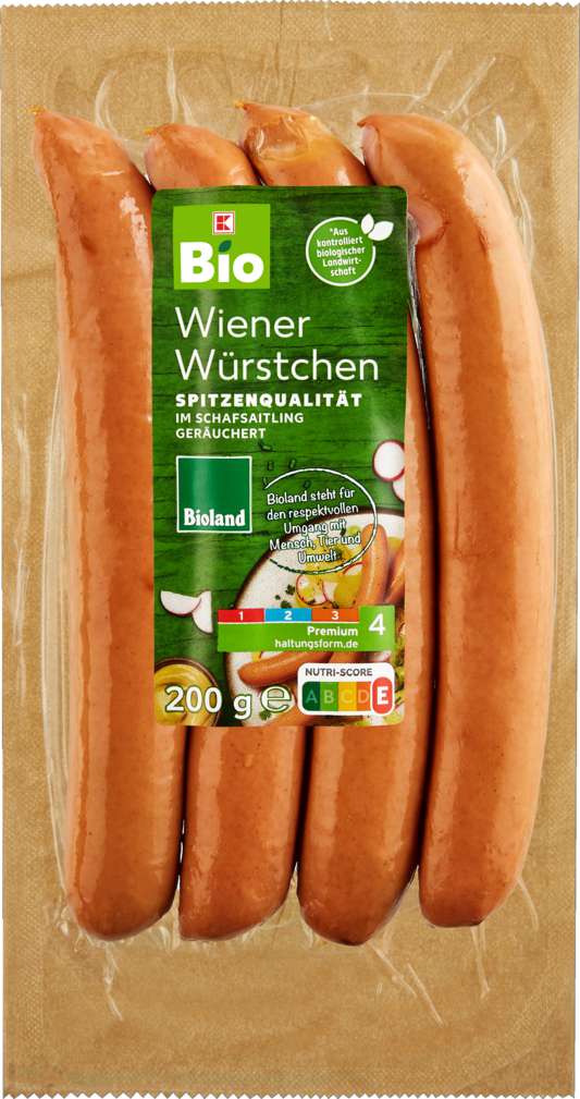 Abbildung des Sortimentsartikels K-Bio Bioland Wiener Würstchen 200g