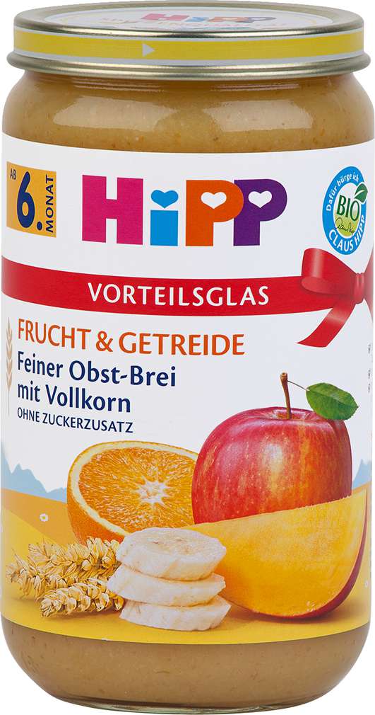 Abbildung des Sortimentsartikels Hipp Frucht+Getreide Feiner Obstbrei m. Vollkorn ab 6. Monat 250g