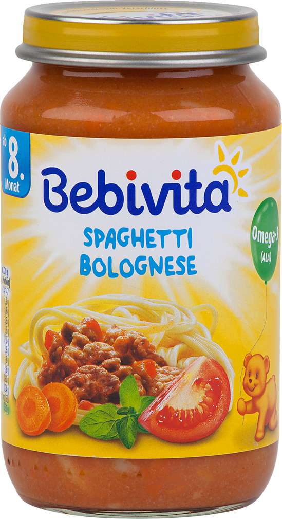 Abbildung des Sortimentsartikels Bebivita Spaghetti Bolognese ab dem 8.Monat 220g
