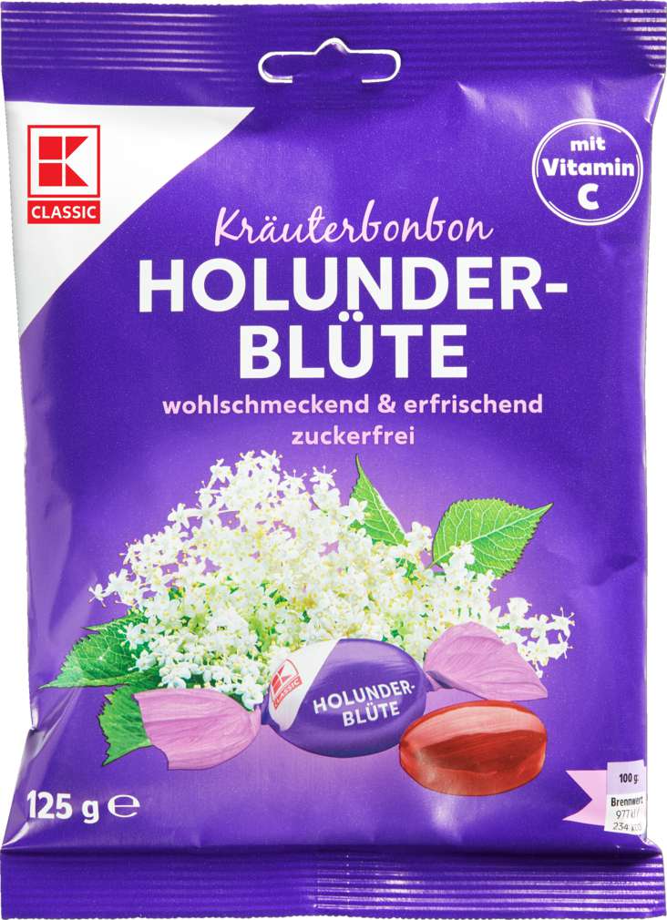 Abbildung des Sortimentsartikels K-Classic Kräuter-Holunderblüte Bonbons 125g