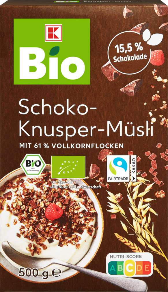 Abbildung des Sortimentsartikels K-Bio Knusper Schoko Müsli 500g