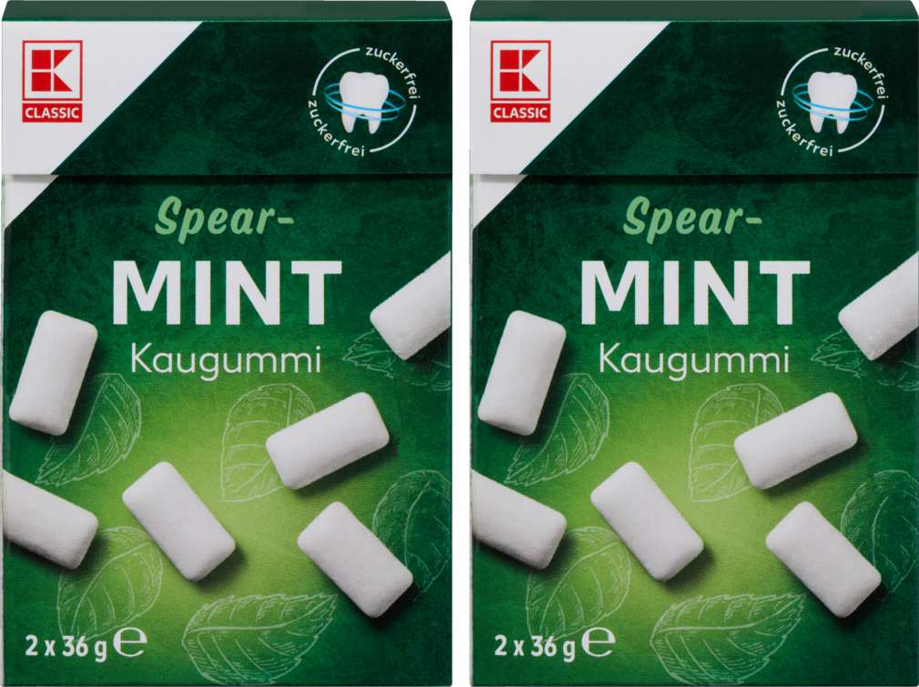 Abbildung des Sortimentsartikels K-Classic Chewing Gum Spearmint, ohne Zucker 2x36g