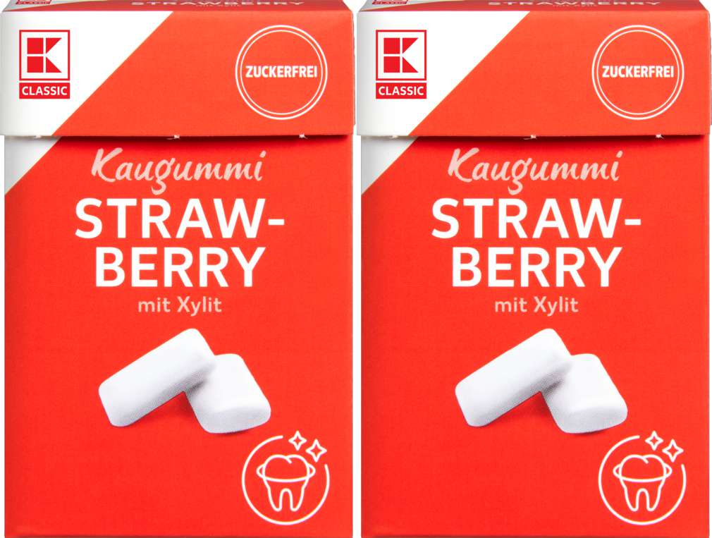 Abbildung des Sortimentsartikels K-Classic Chewing Gum Erdbeer, ohne Zucker 2x36g
