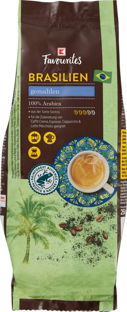 Abbildung des Sortimentsartikels K-Favourites Kaffee gemahlen Brasilien 250g