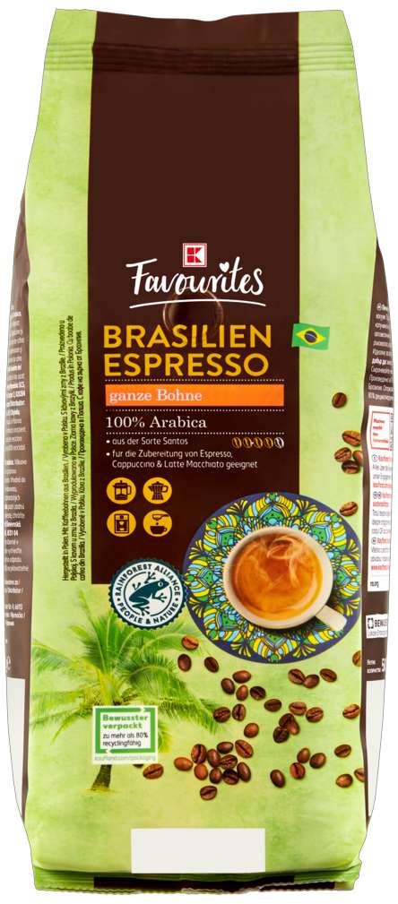 Abbildung des Sortimentsartikels K-Favourites Ganze Kaffeebohnen Brasilien 500 g