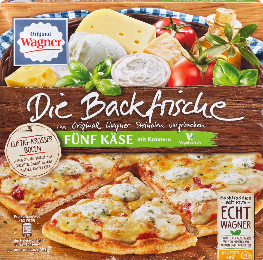 Abbildung des Sortimentsartikels Wagner Backfrische Pizza Fünf Käse 340g