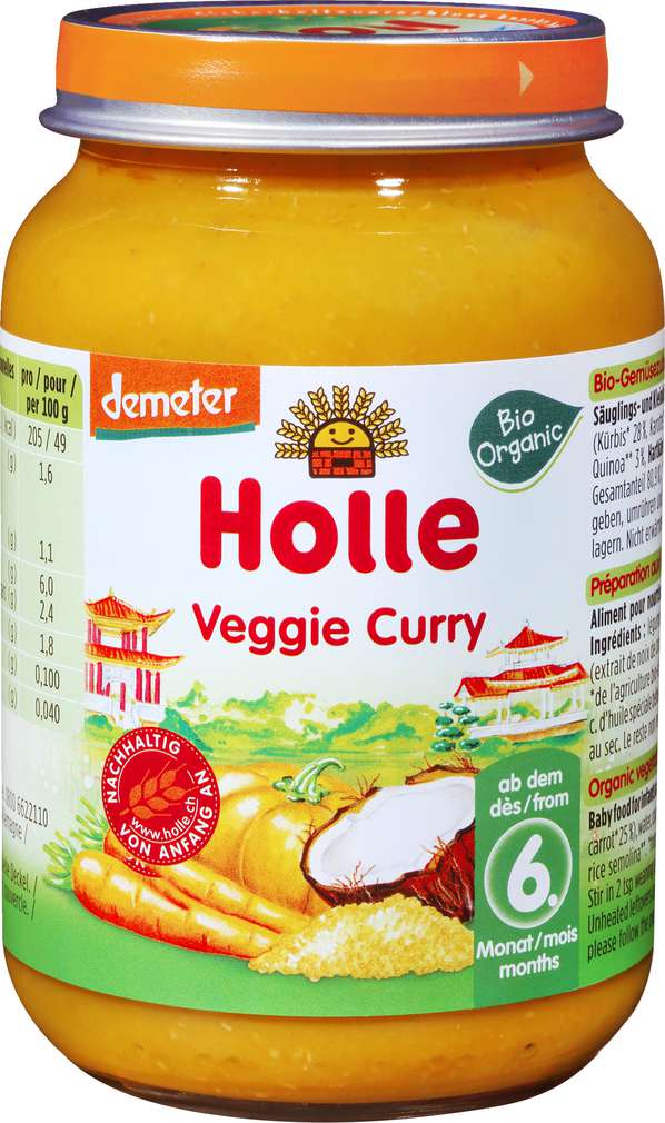 Abbildung des Sortimentsartikels Holle Demeter Veggie Curry ab dem 6. Monat 190g