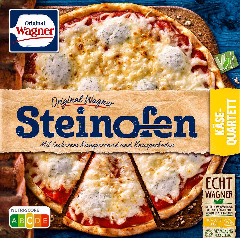 Abbildung des Sortimentsartikels Wagner Steinofen-Pizza Käse-Quartett 350g