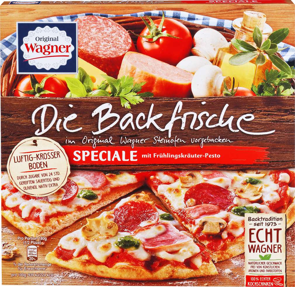 Abbildung des Sortimentsartikels Wagner Backfrische Pizza Speciale 360g