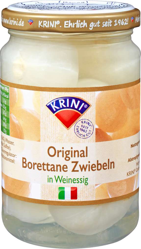 Abbildung des Sortimentsartikels Krini Borettane Zwiebeln in Weinessig 285g