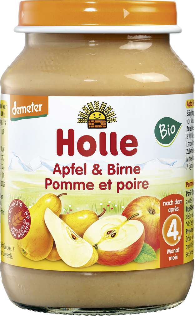 Abbildung des Sortimentsartikels Holle Demeter Apfel / Birne nach dem 4. Monat 190g