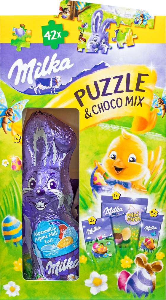 Abbildung des Sortimentsartikels Milka Puzzle & Choco Mix Ostern 124g