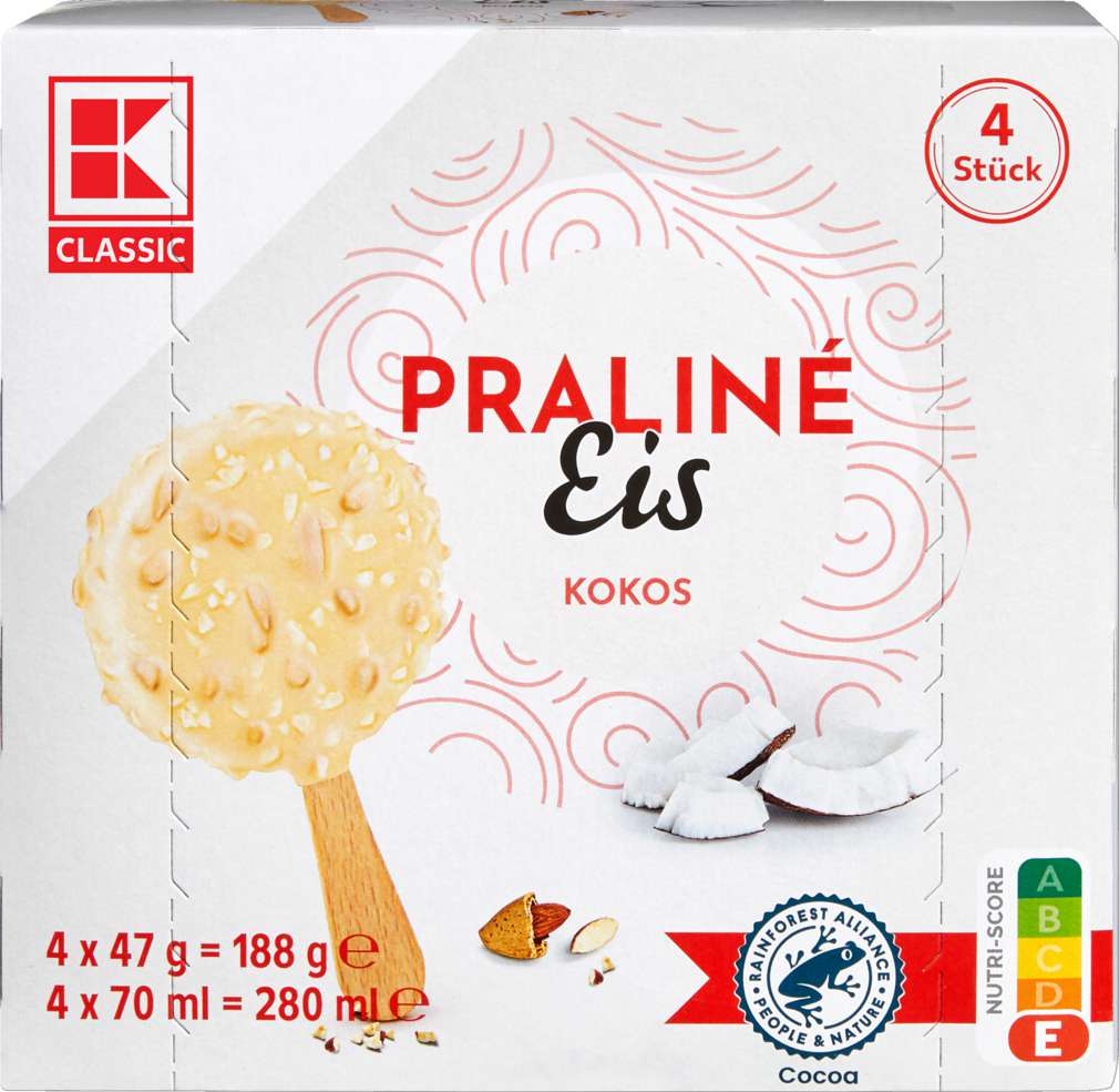 Abbildung des Sortimentsartikels K-Classic Praline Eis Kokos 4x70 ml