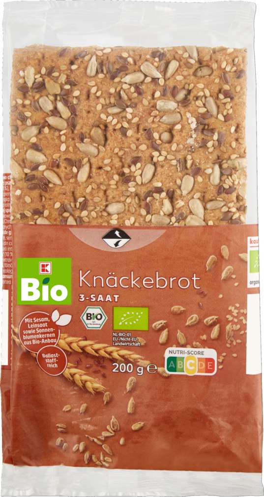 Abbildung des Sortimentsartikels K-Bio Knäckebrot 3-Saat 200g