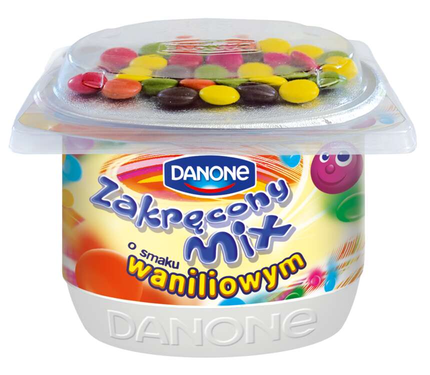 Danone Zakręcony Mix Jogurt o smaku waniliowym 125 g