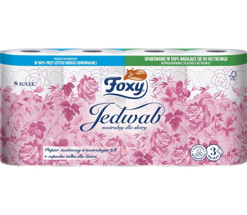 Foxy Jedwab Papier toaletowy 3 warstwowy 8 sztuk