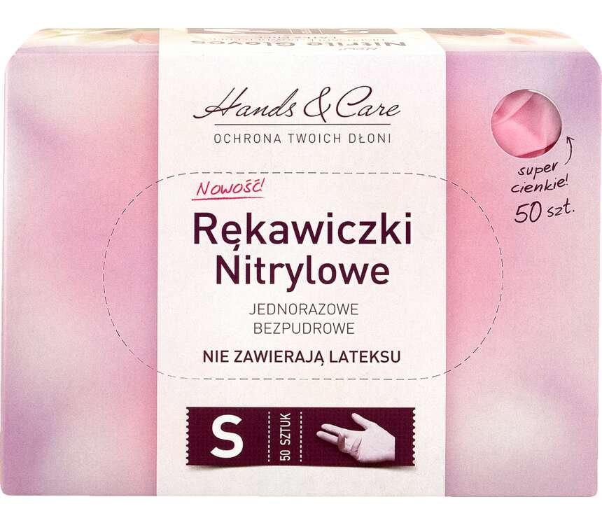 Hands & Care Rękawiczki nitrylowe bezpudrowe 50 szt.