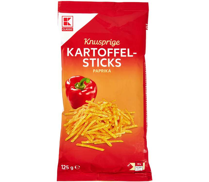 K-Classic Chipsy ziemniaczane paprykowe pałeczki 125 g