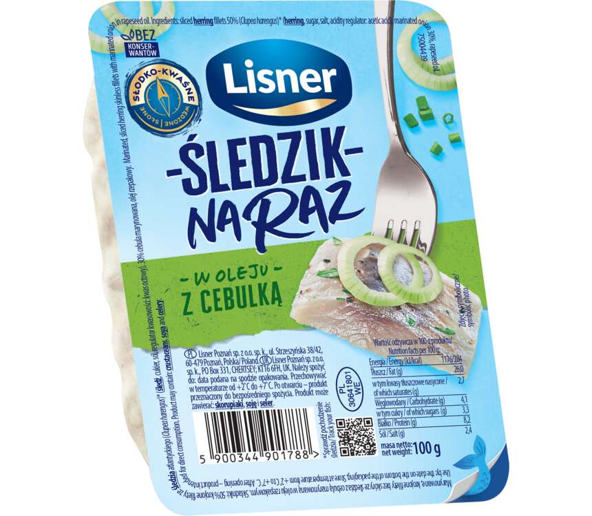 Lisner Śledzik na raz z cebulką 100 g