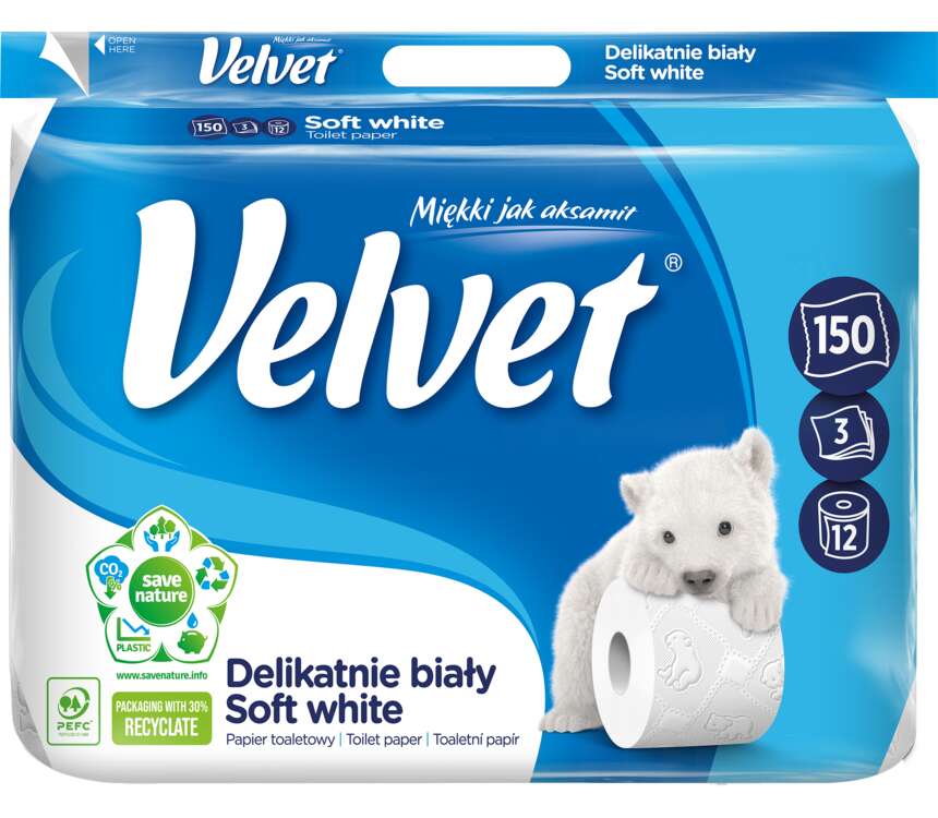 Velvet Papier toaletowy Delikatnie Biały 3w 12 szt.
