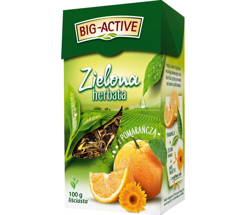 Big-Active Herbata zielona z pomarańczą liśc. 100 g kaufland.pl