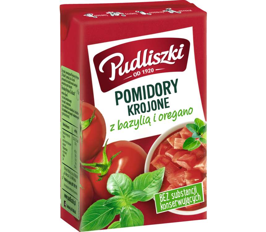 Pudliszki Pomidory krojone bazylia-oregano 390g kaufland.pl