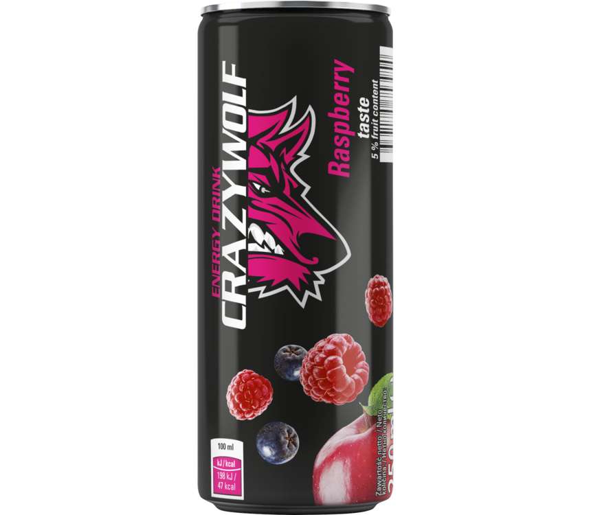 Crazy Wolf Napój energetyzujący o smaku malinowym 0,25 L