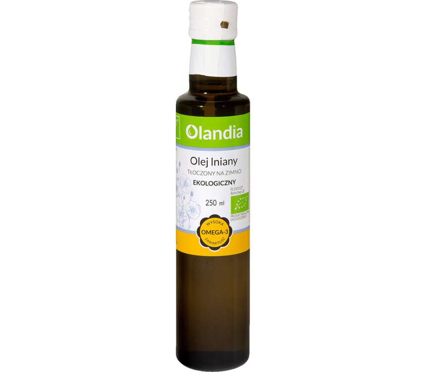 Olandia Olej Lniany BIO tłoczony na zimno 250 ml