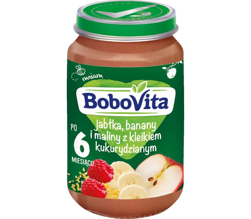 Bobovita 7M jabłka banany i maliny z kaszką kukurydzianą 190 g