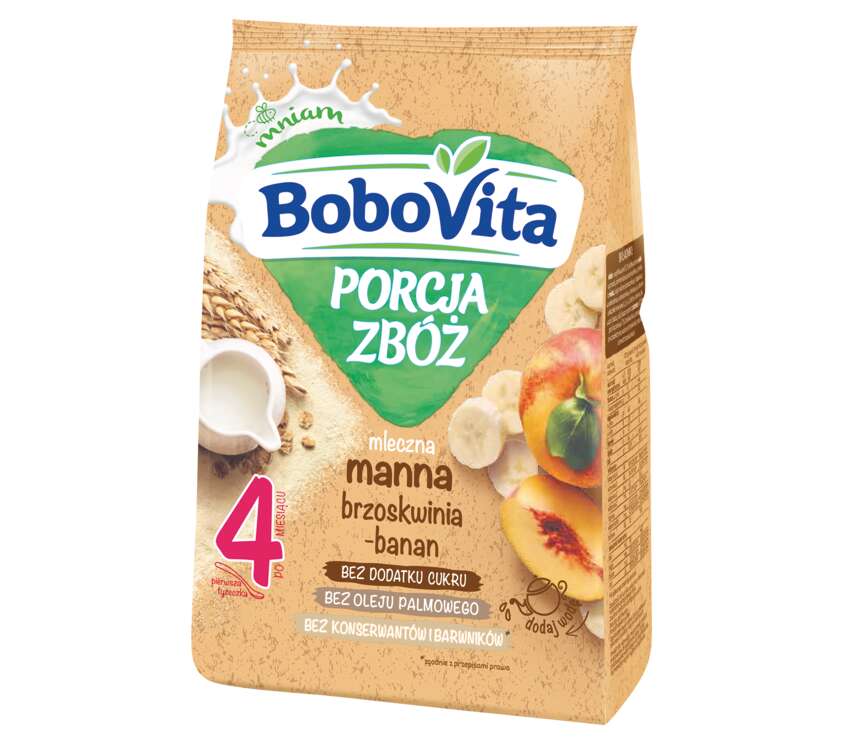 Bobovita Porcja Zbóż Kaszka mleczna 7M banan-brzoskwinia 210 g