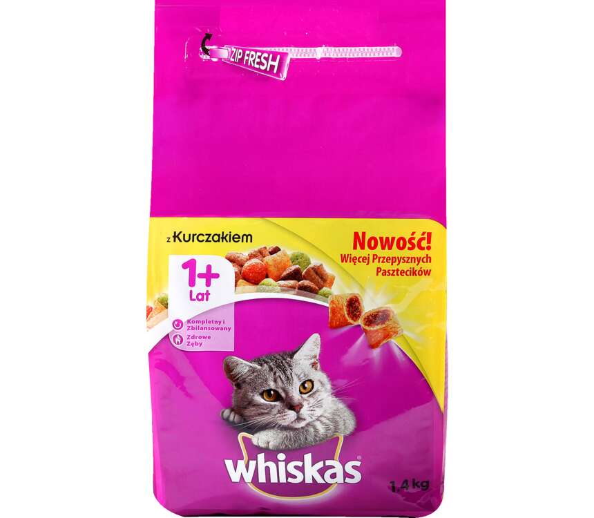 Whiskas 1+ Karma dla kota sucha z kurczakiem 1,4 kg