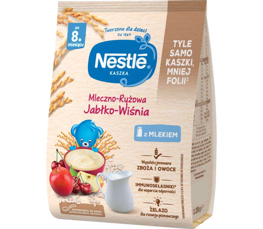 Nestle 12M Kaszka mleczno-ryż. jabłko wiśnia 230 g