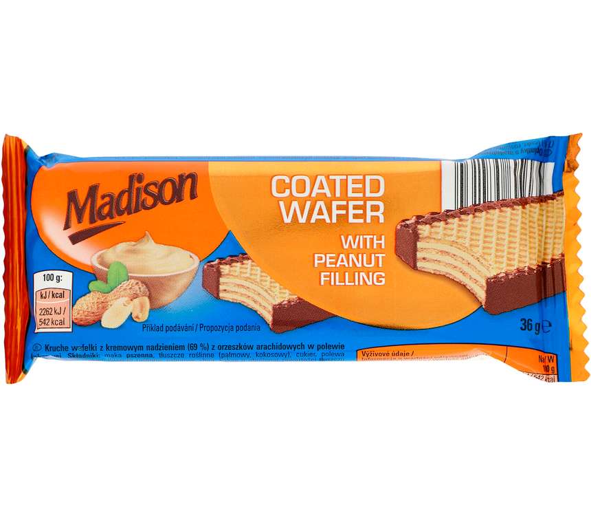 Madison Wafelek z nadzieniem orzeszkowym 36 g