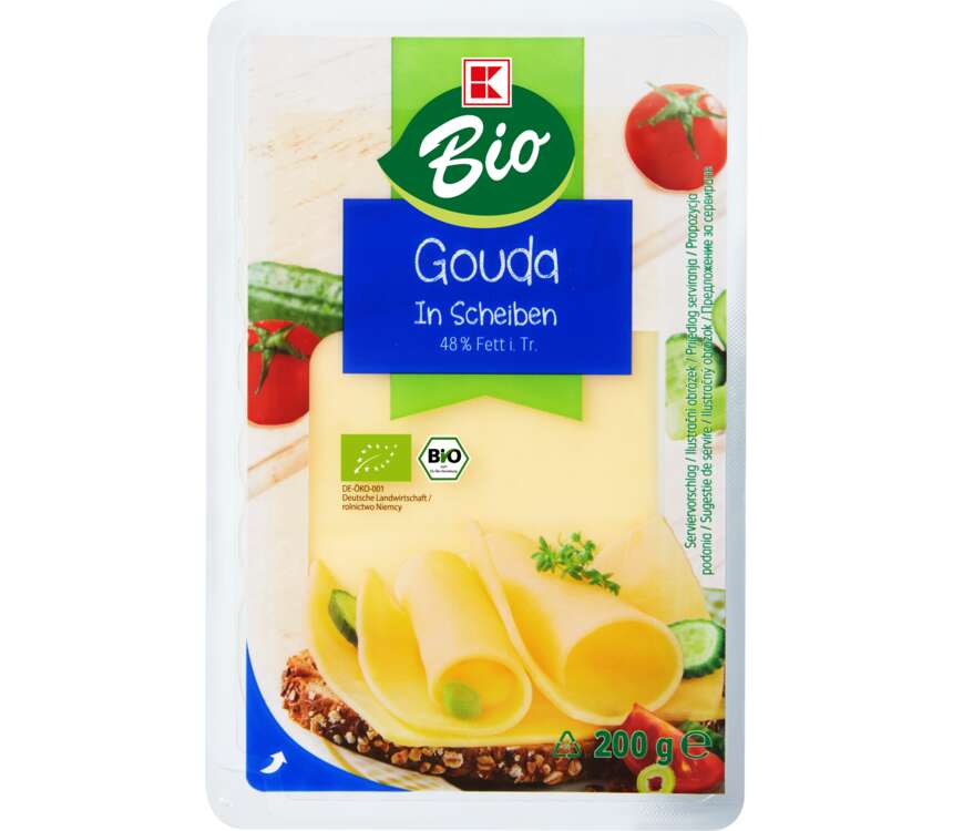 K-Bio Ser Gouda plastry, tł.48% 200 g