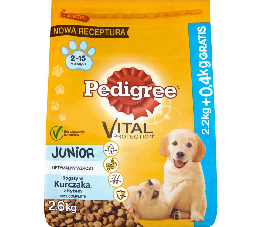 Pedigree Junior Karma dla psów kurczak 2,2+0,4k