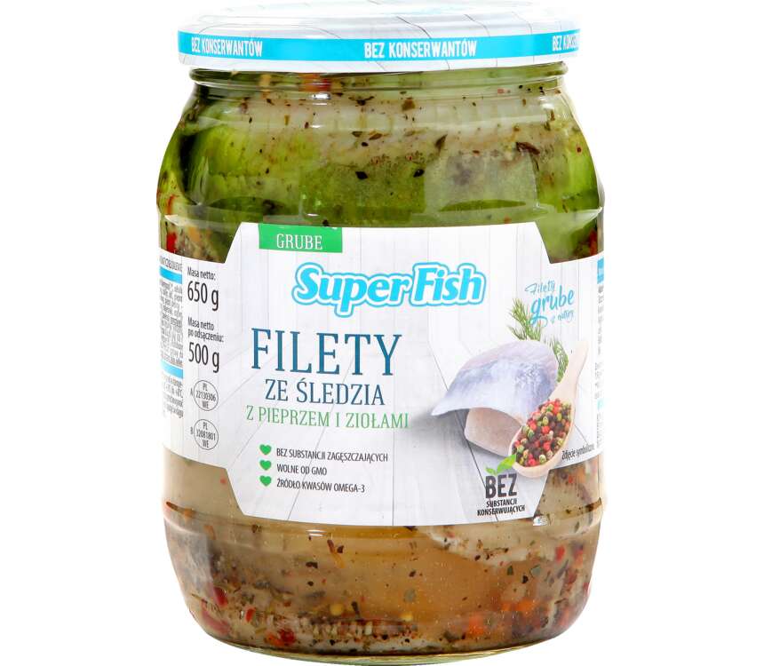 Superfish Filety ze śledzia z pieprzem i ziołami 650 g