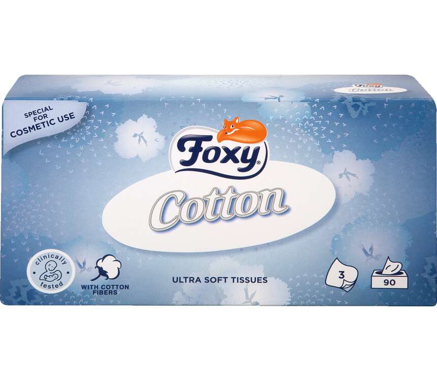 Foxy Cotton Chusteczki kosmetyczne 3-warst. 90 szt.