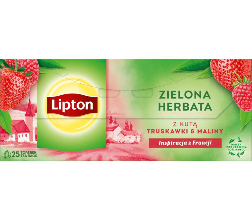 Lipton piramidki Herbata zielona truskawka z malina 25x1,7g