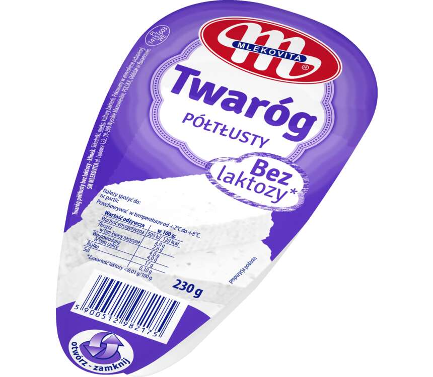 Mlekovita Twaróg półtłusty bez laktozy 230 g