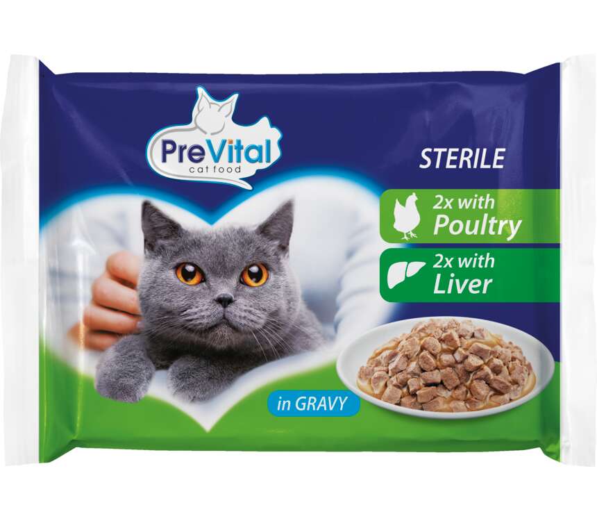 PreVital Pokarm dla kota drób i wątróbka sos 4x100 g