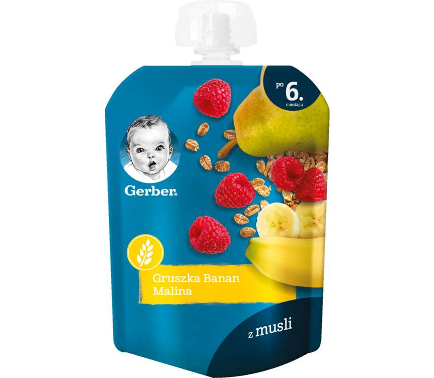 Gerber 6M Tubka dla dzieci gruszka-banan-malina 90 g